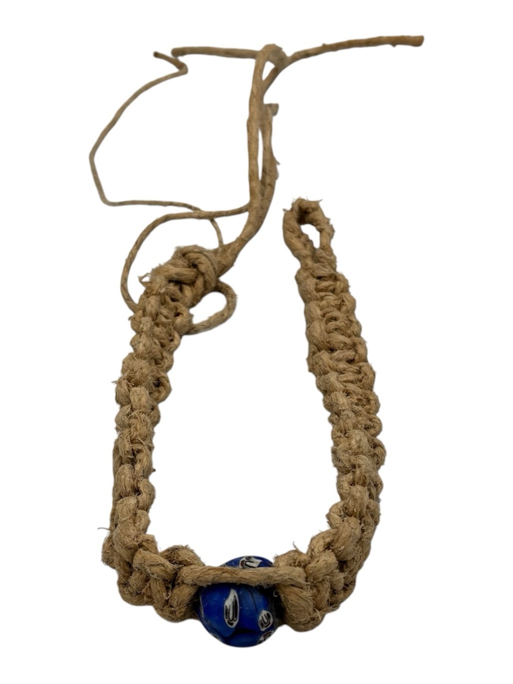 1 Of 1 15.5” Handmade Thick Hemp 6.5” Adjustable Necklace W/ Glass Pendant
